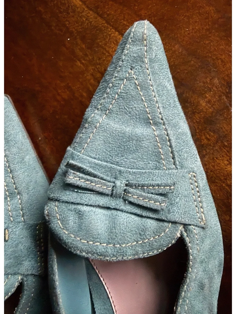 Highlights Women's Blue Suede Slingback Heels Size 10W